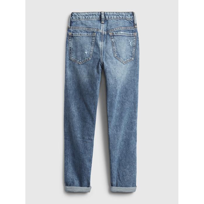Girlfriend Джинсовые брюки Distressed Washwell™ цвет: Голубой