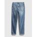 Girlfriend Джинсовые брюки Distressed Washwell™ цвет: Голубой