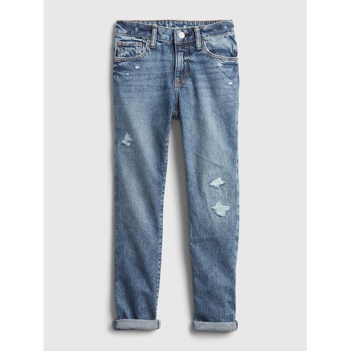Girlfriend Джинсовые брюки Distressed Washwell™ цвет: Голубой