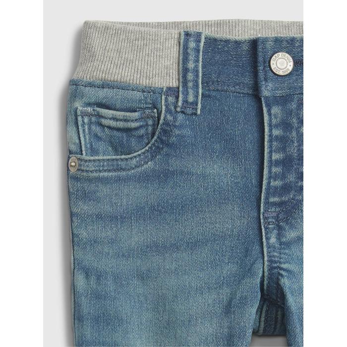 Джинсовые облегающие джинсы из натуральной трикотажной ткани цвет: Голубой