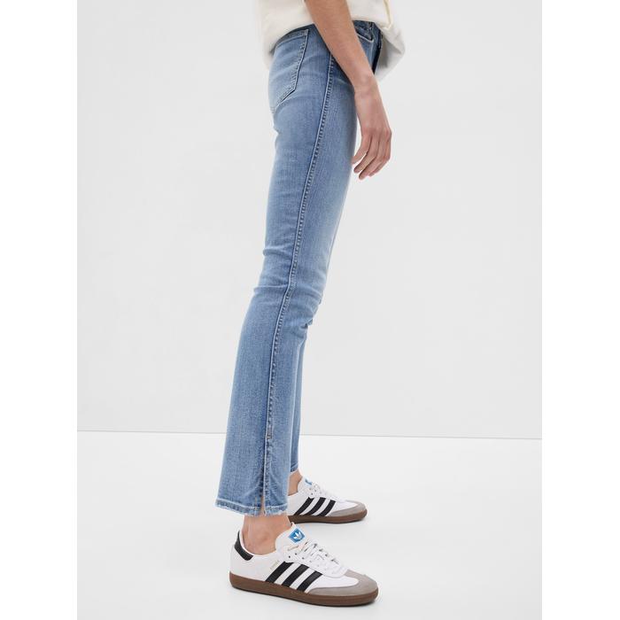 Винтажные облегающие джинсы Washwell с разрезным подолом средней длины цвет: Голубой