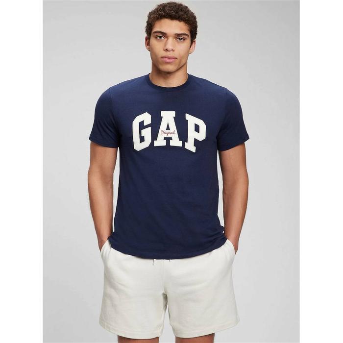 Круглая воротничковая футболка с логотипом Gap цвет: Синий