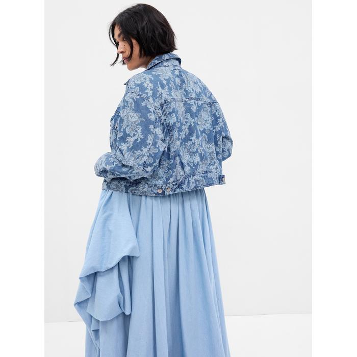 Gap × LoveShackFancy Çiçekli Icon Denim Washwell™ Ceket цвет: Голубой