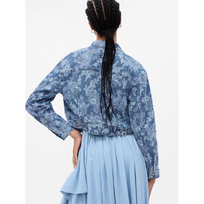 Gap × LoveShackFancy Çiçekli Icon Denim Washwell™ Ceket цвет: Голубой