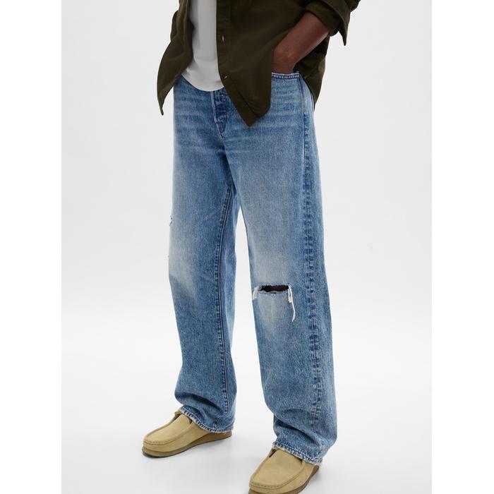 Натуральные хлопок 100%90-х Свободные джинсовые брюки Washwell из органического хлопка цвет: Голубой