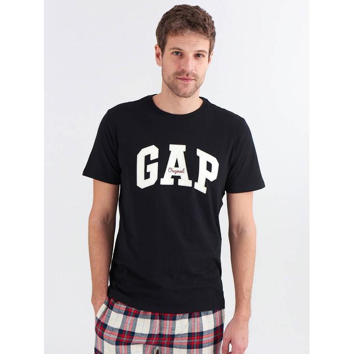 С круглым воротом футболка с логотипом Gap цвет: Чёрный