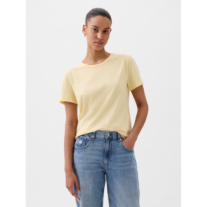Круглая воротничковая футболка из 100% хлопка с винтажным велосипедным воротником цвет: Жёлтый