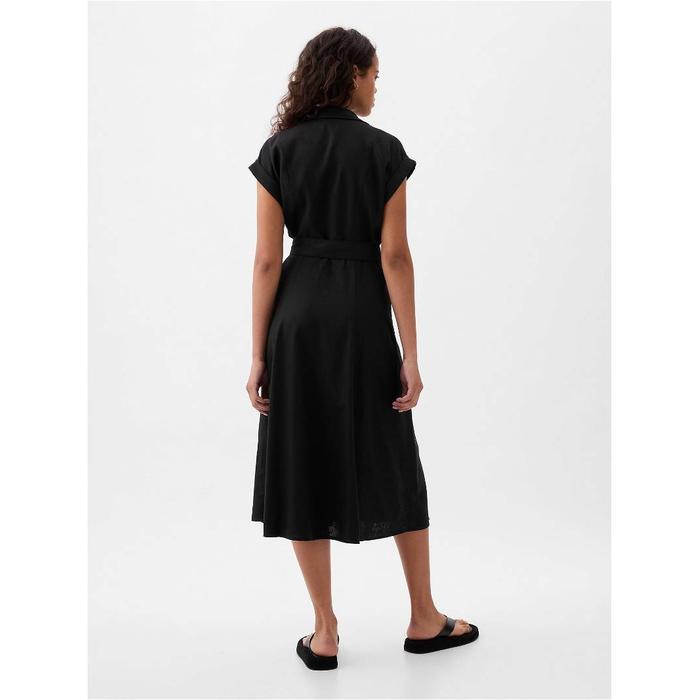 Платье-рубашка миди из смесового льна цвет: Чёрный