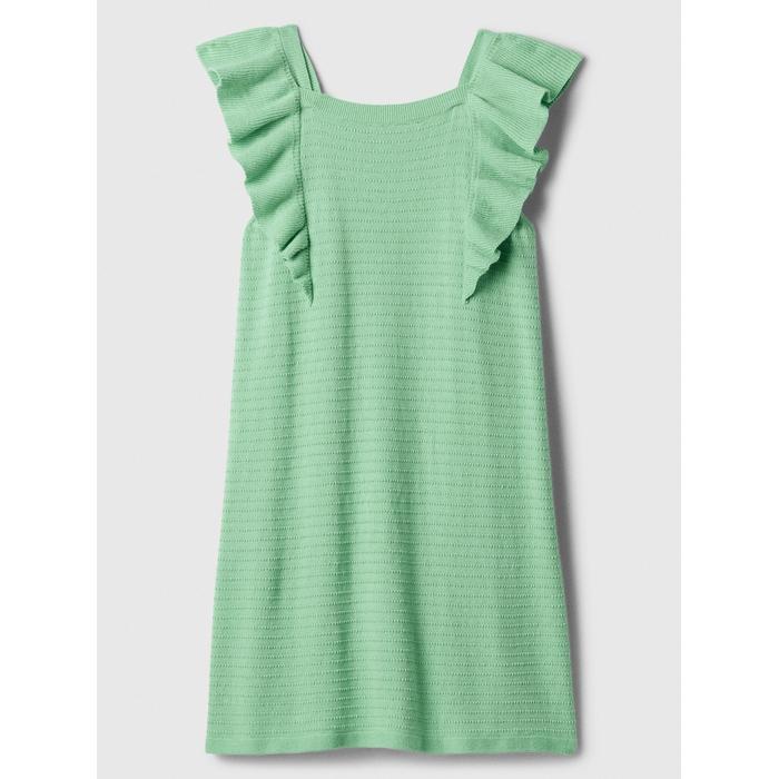 Трикотажное платье с рукавами-оборками цвет: Зелёный