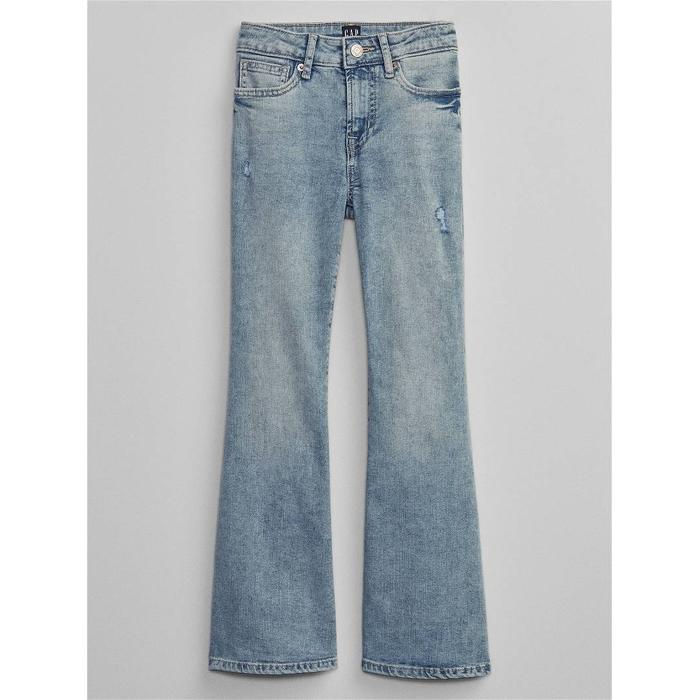 Высокие посадка '70-х расклешенные джинсы цвет: Голубой