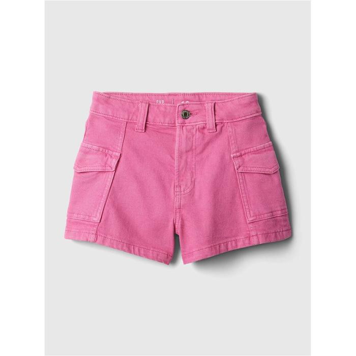 Джинсовые шорты высокой посадки цвет: Розовый