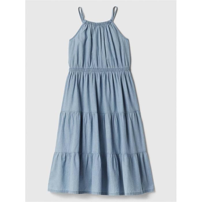 Платье с отложным воротником и рюшами цвет: Голубой