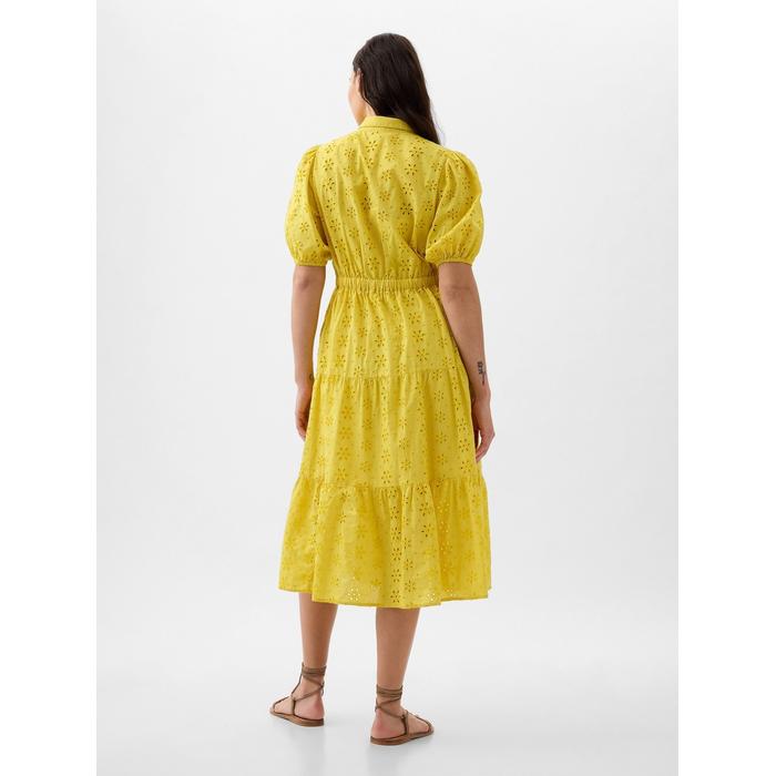 Платье миди с вышивкой гирляндой цвет: Жёлтый