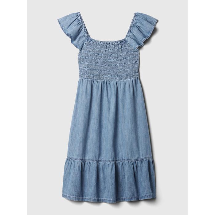 Мини-джинсовое платье со складками цвет: Голубой