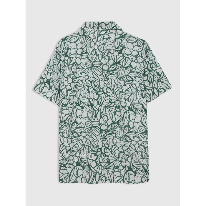 Льняная смесовая рубашка стандартной посадки Vacay цвет: Зелёный