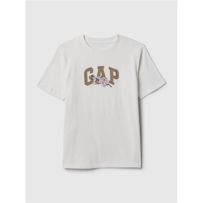 Футболка с логотипом Gap с цветочной вышивкой цвет: Белый