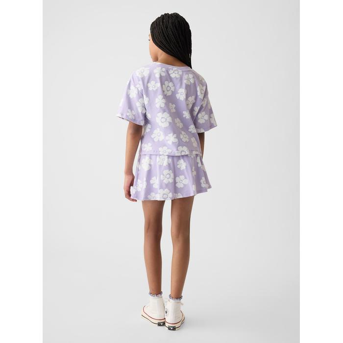 Комплект одежды с узорчатыми шортами и юбкой цвет: Фиолетовый