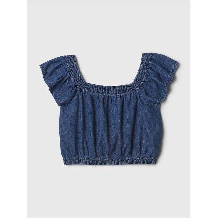 Джинсовая блузка с рукавами-оборками цвет: Голубой