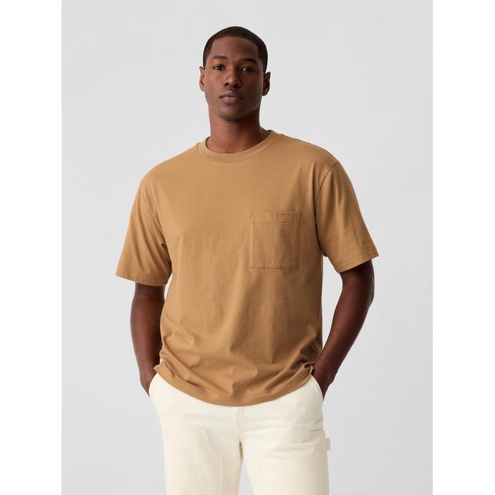 Повседневная мягкая футболка большого размера с карманами цвет: Коричневый