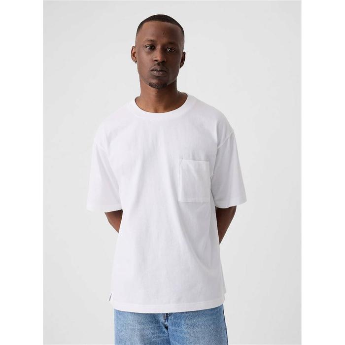 Повседневная мягкая футболка большого размера с карманами цвет: Белый