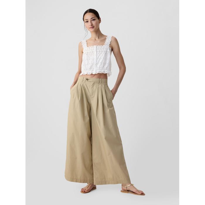 Gap × DÔEN High Rise Wide Leg Khaki Pantolon цвет: Бежевый