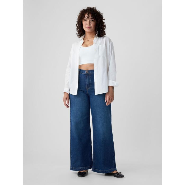 High Rise Stride Wide-Leg Jean Pantolon