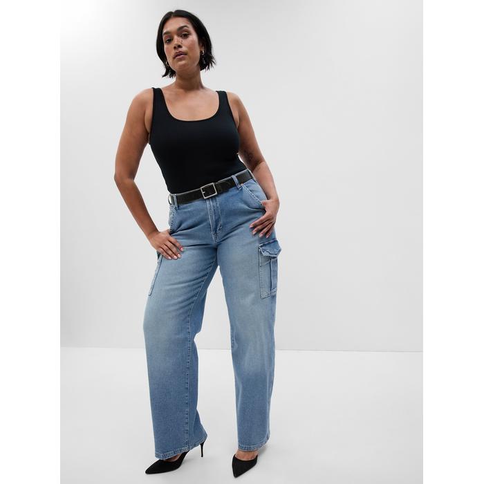 Mid Rise '90s Loose Kargo Jean Pantolon цвет: Голубой