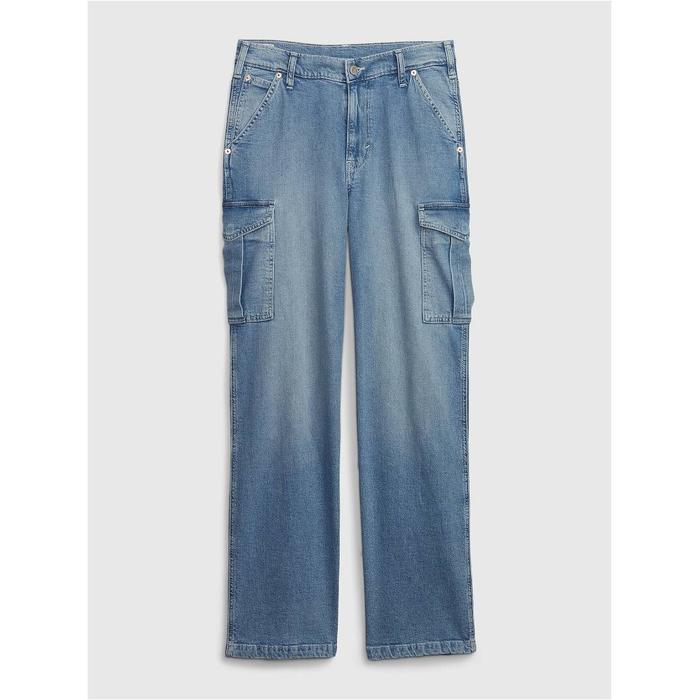 Mid Rise '90s Loose Kargo Jean Pantolon цвет: Голубой