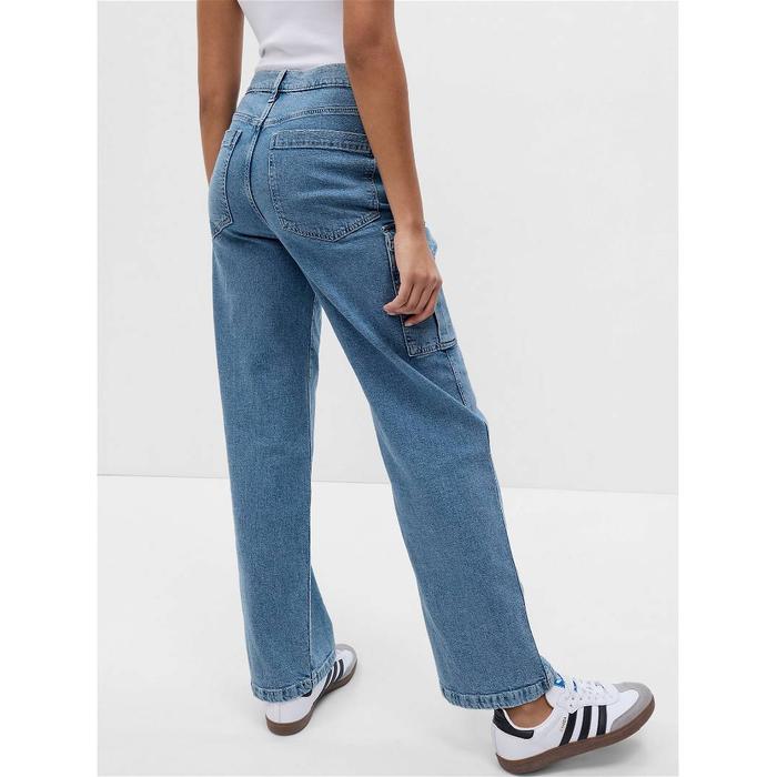 Mid Rise '90s Loose Kargo Jean Pantolon цвет: Голубой