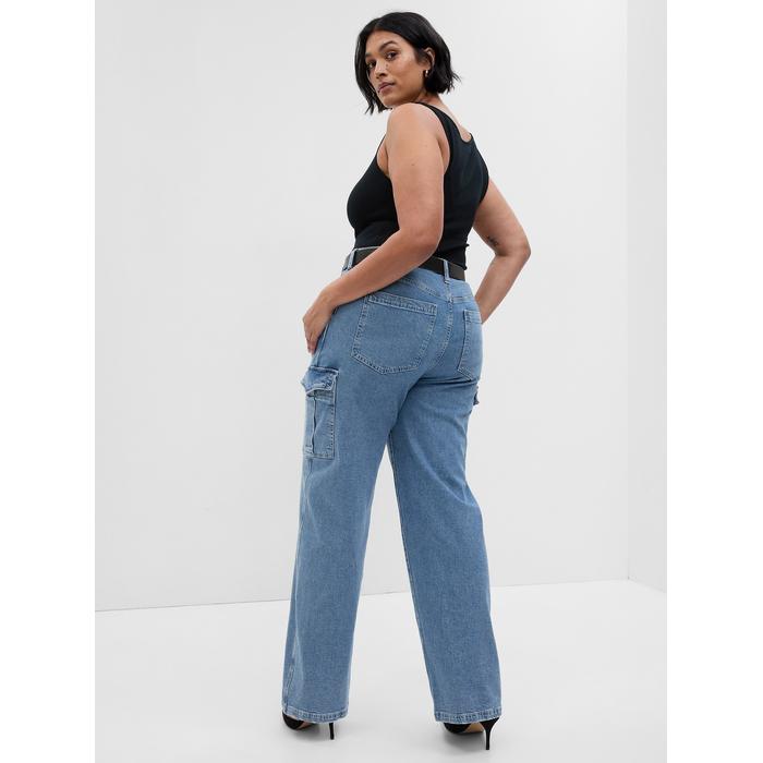 Mid Rise '90s Loose Kargo Jean Pantolon цвет: Голубой