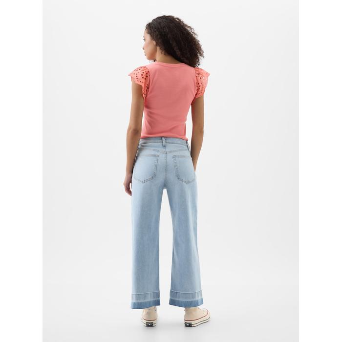 High Rise Wide-Leg Crop Jean Pantolon