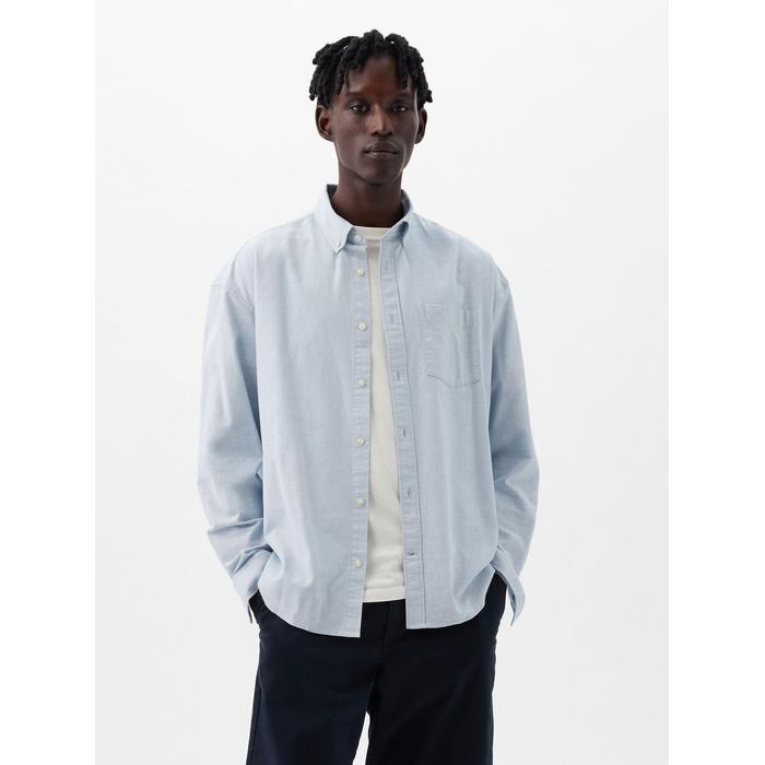 Gap Logo Oversize Oxford Gömlek цвет: Голубой