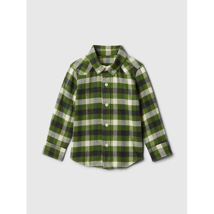 %100 Organik Pamuk Ekose Desenli Flannel Gömlek цвет: Зелёный