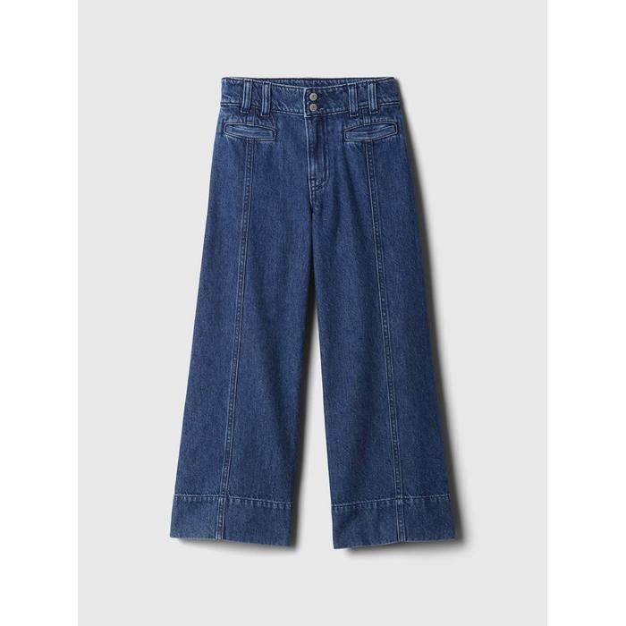 High Rise Stride Wide-Leg Ankle Jean Pantolon цвет: Синий