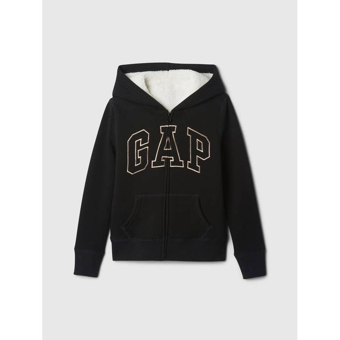 Gap Logo Fermuarlı Sherpa Sweatshirt цвет: Чёрный