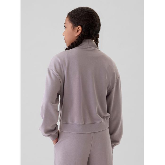 Vintage Soft Yarım Fermuarlı Crop Pullover Sweatshirt цвет: Фиолетовый