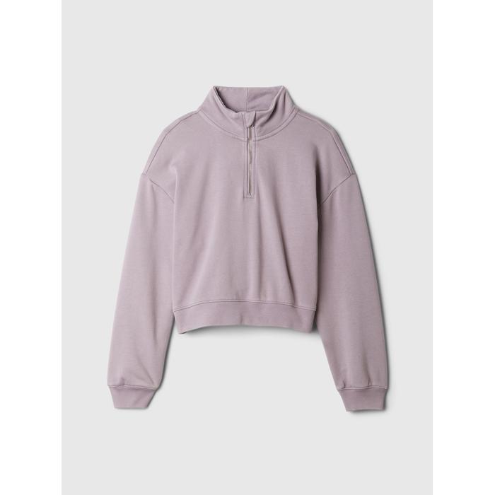 Vintage Soft Yarım Fermuarlı Crop Pullover Sweatshirt цвет: Фиолетовый