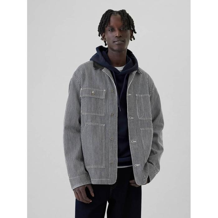 Demir Yolu Çizgili Denim İş Ceket цвет: Чёрный