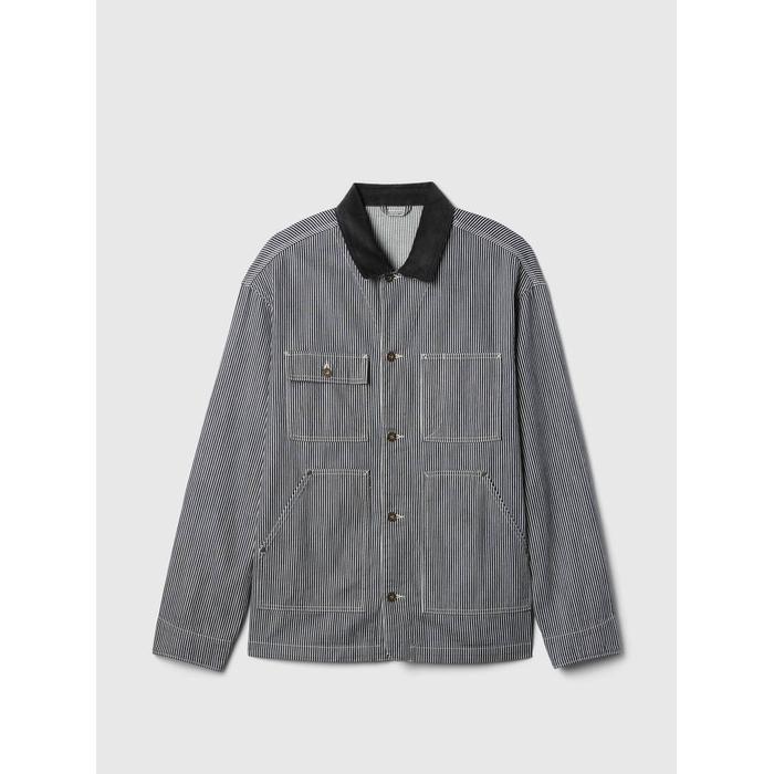 Demir Yolu Çizgili Denim İş Ceket цвет: Чёрный