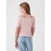Kalp Yaka Balon Kol T-Shirt цвет: Розовый