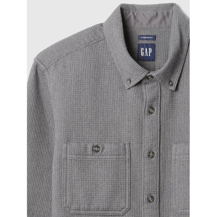 Waffle Örgü Flannel Gömlek