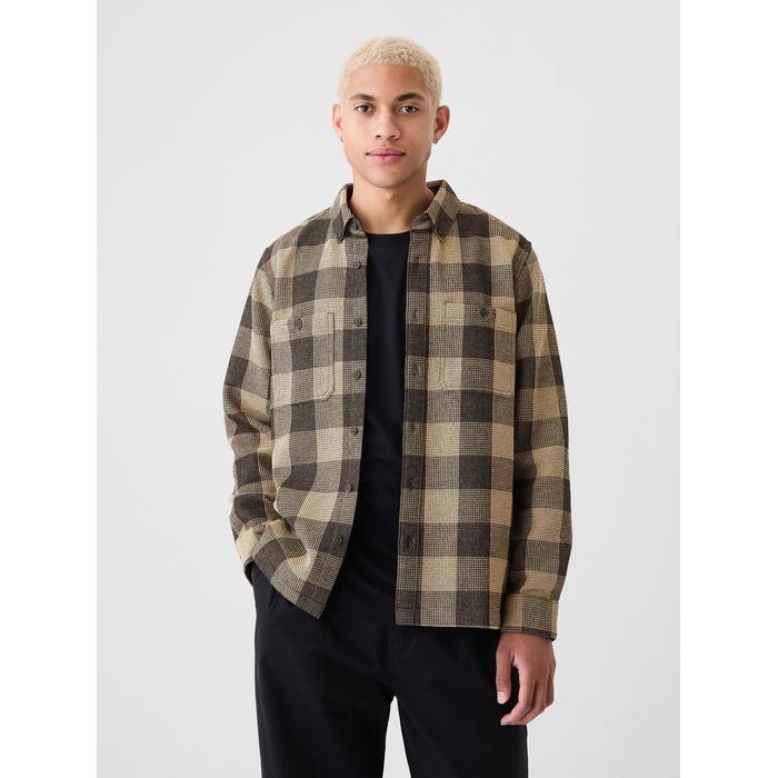 Waffle Örgü Flannel Gömlek цвет: Коричневый