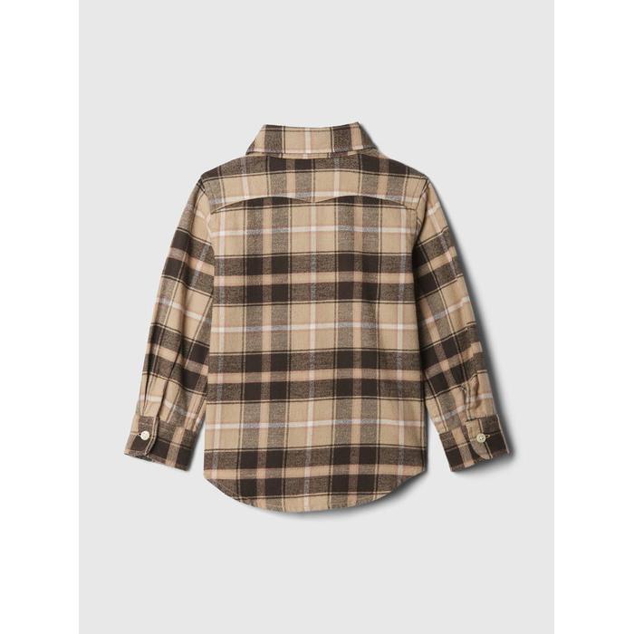 %100 Organik Pamuk Ekose Desenli Flannel Gömlek цвет: Коричневый
