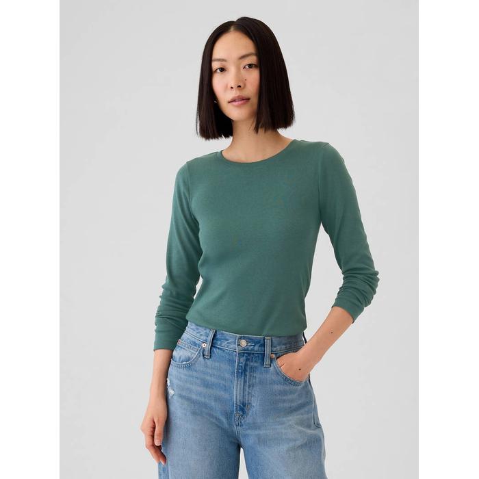 Supima® Modern Bisiklet Yaka Uzun Kollu T-Shirt цвет: Зелёный