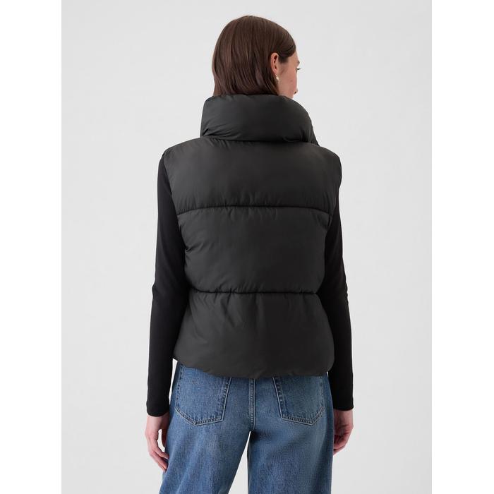 Gap Logo Geri Dönüştürülmüş Crop Puffer Şişme Yelek цвет: Чёрный