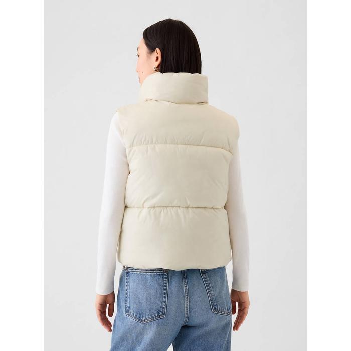 Gap Logo Geri Dönüştürülmüş Crop Puffer Şişme Yelek цвет: Белый