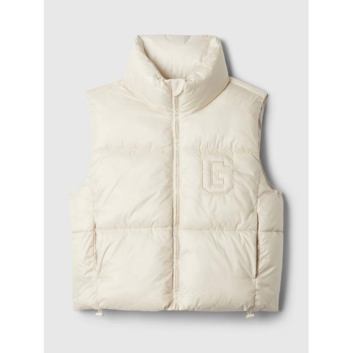 Gap Logo Geri Dönüştürülmüş Crop Puffer Şişme Yelek цвет: Белый