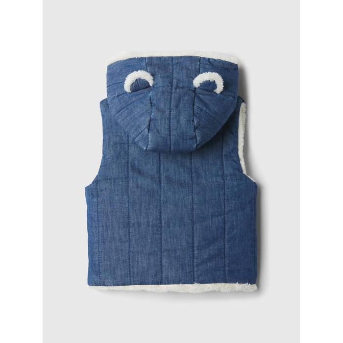 Denim Cozy Sherpa Bear Yelek цвет: Голубой