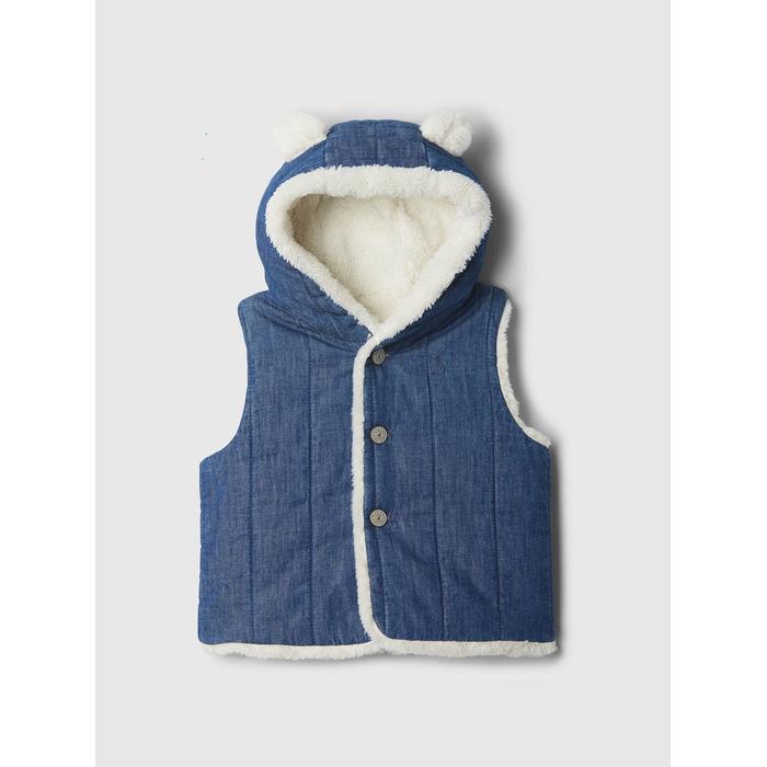 Denim Cozy Sherpa Bear Yelek цвет: Голубой