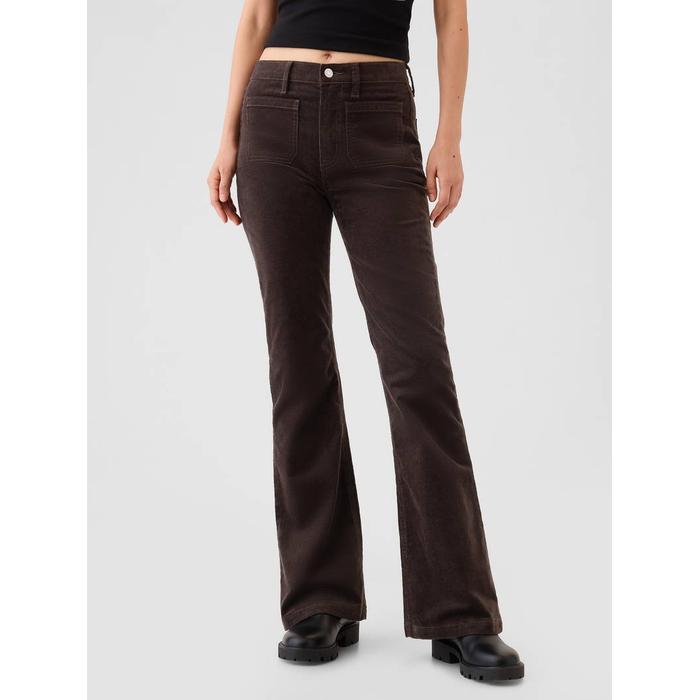 High Rise Kadife '70s Flare Jean Pantolon цвет: Коричневый